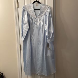 New Vintage Appel Fleece Housecoat Nightgown Robe Light Blue Soft Size L